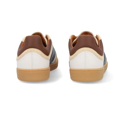 Par de sapatilhas multicoloridas visto de trás