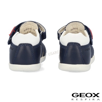 Sapatilhas infantis azuis Geox com fecho em velcro e sola branca