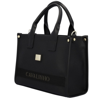Mala de mão preta da marca CAVALINHO em couro sintético com alças duplas