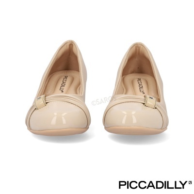 sapatilhas femininas bege verniz com fivela dourada