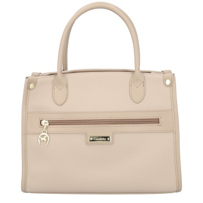 Mala de senhora nude com alças e fecho de correr frontal