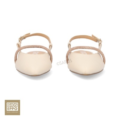 sapatilhas femininas bege com tira strass e fivela