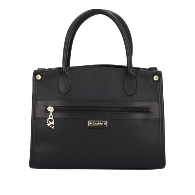 Mala de mão preta Cavalinho em couro sintético com detalhes metálicos