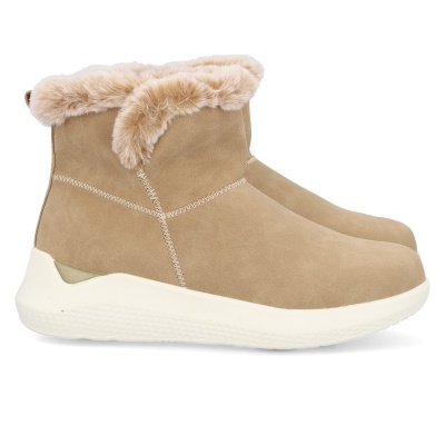 Botas de senhora camel com pelo falso e sola branca