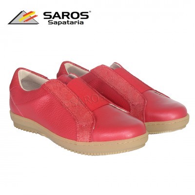 Sapatilhas vermelhas SAROS com sola beige e faixa elástica