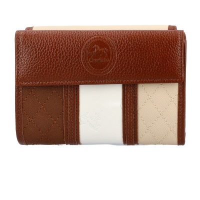 Carteira em couro tricolor com padrão acolchoado e logo Cavallino