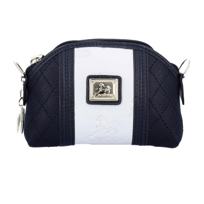 Bolsa pequena preta e branca com aplique metálico Cavallinho