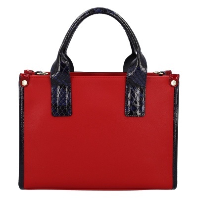 Mala de mão vermelha com alças pretas texturizadas