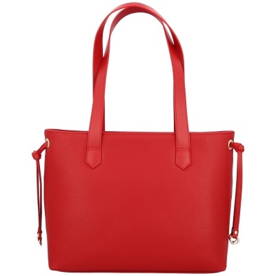 Mala de senhora vermelha sintética com alças largas e cordões laterais