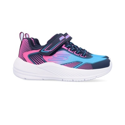 Tênis infantil azul, rosa e branco com fecho de velcro Skechers