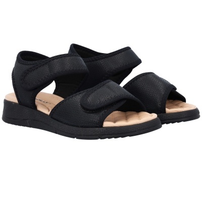 Sandálias pretas com tiras ajustáveis e interior almofadado