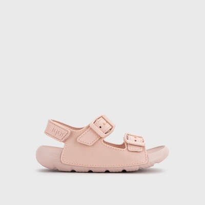 Sandália infantil rosa claro com fivelas e tira no calcanhar com nome igor