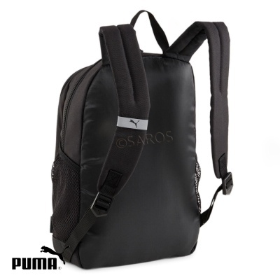 Mochila preta Puma com alças acolchoadas e bolso lateral em rede