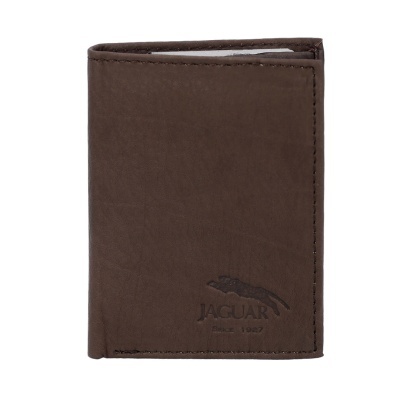 Carteira castanha de pele com logo Jaguar embutido