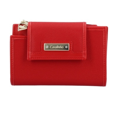 Carteira vermelha Cavalinho com fecho de aba e fecho de correr
