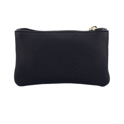 Estojo preto rectangular com fecho de correr
