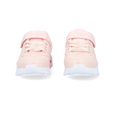 Sapatilhas infantis rosa claro com velcro e atacadores