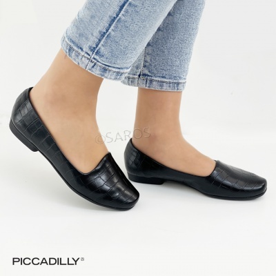 Sapatilhas pretas texturizadas tipo pele de réptil com salto baixo