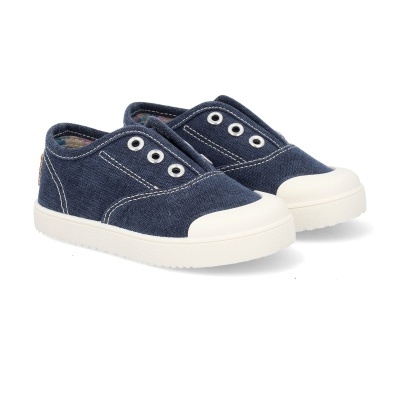 Sapatilhas infantis azuis estilo ganga com sola branca