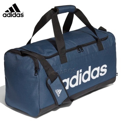 Mala de desporto Adidas azul com logótipo branco e alças pretas