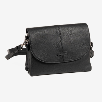 mala de mão preta com alça ajustável e placa L.CREDI