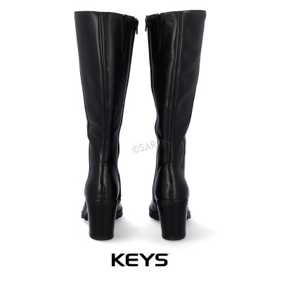 Botas pretas de cano alto com salto e fecho, marca KEYS