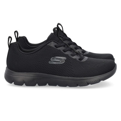 Par de sapatilhas pretas Skechers com logótipo cinzento