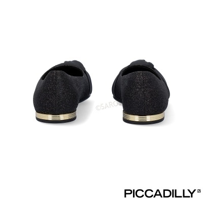 Sapatilhas femininas pretas com salto dourado