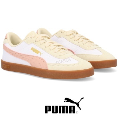 Sapatilhas Puma em branco, bege, rosa claro com sola castanha