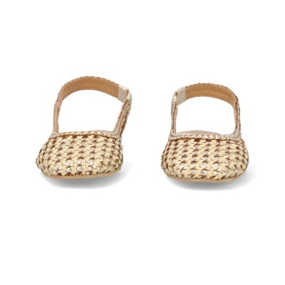 Sapatos rasos slingback entrelaçados bege e castanho