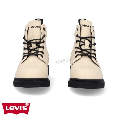 Botas creme Levi's com atacadores pretos e sola preta
