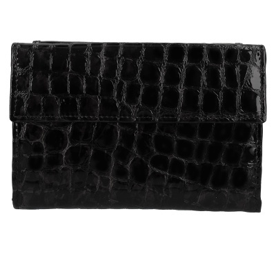 Carteira preta textura pele de crocodilo
