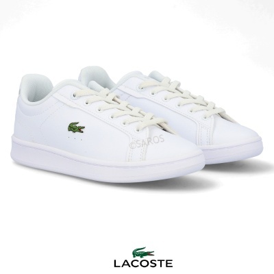 Ténis brancos Lacoste com logo de crocodilo verde