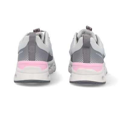 Sapatilhas desportivas cinzentas e rosa vista traseira
