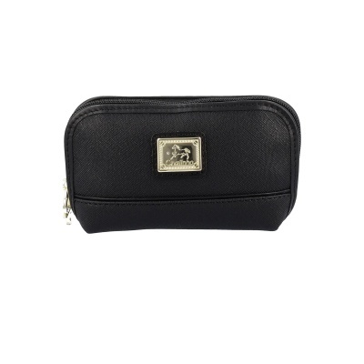 Carteira preta com placa metálica dourada Cavalinho