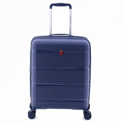 Mala de viagem rígida azul escuro com quatro rodas