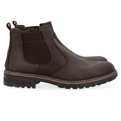 Botas Chelsea de pele castanha com sola preta