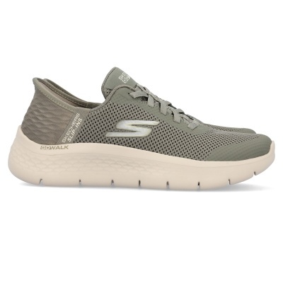 Tênis Skechers cinza com sola branca