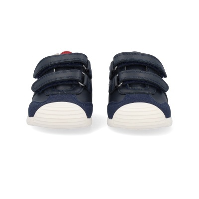 Sapatilhas azuis com velcro e biqueira branca