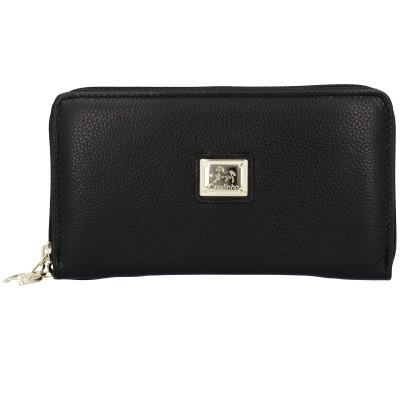 Carteira preta com placa metálica 'Santino'