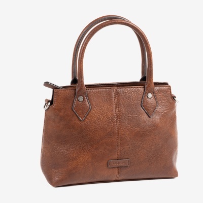 Mala de senhora castanha em couro com duas alças