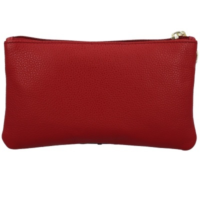 Bolsa pequena vermelha de couro texturizado com fecho dourado