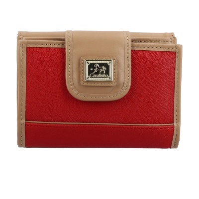 Carteira vermelha e bege com emblema Cavalinho