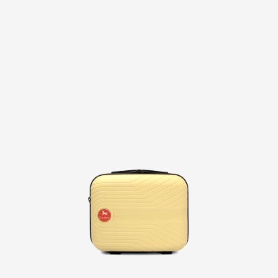 Mala de viagem rígida bege com logo Cavalinho e pega preta