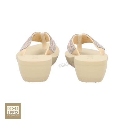 Sandálias de senhora Gios Eppo bege com tiras brilhantes