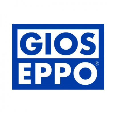 Logótipo GIOS EPPO em branco sobre fundo azul