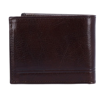 Carteira masculina em pele castanho escuro com acabamento brilhante