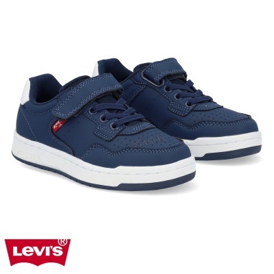 Sapatilhas Levi's azuis com sola branca, fecho velcro e atacadores