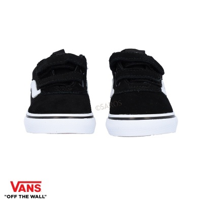 Sapatilhas Vans pretas com sola branca e fechos velcro