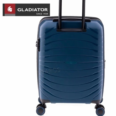 Mala de viagem rígida azul escuro com rodas e pega telescópica